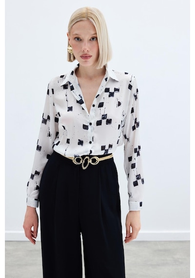 Sateen Desenli Klasik Gömlek - Siyah-136233 Siyah