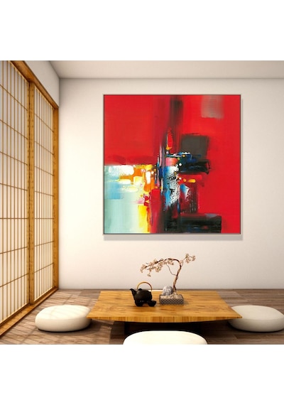 Soyut Büyük Boy El Yapımı Yağlı Boya Tablo 106x108cm