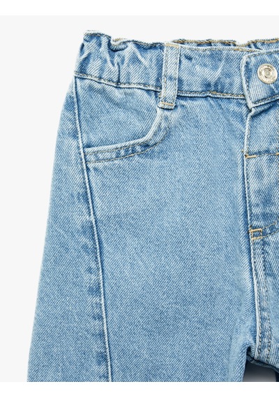 Koton Pamuklu Normal Bel Oversize Barrel Denim Pantolon Orta İndigo 7wmb40005td