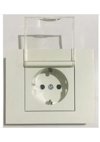 Ovivo Grano Beyaz Kapaklı Topraklı Priz + Çerçeve