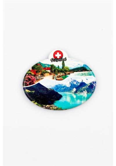 İsviçre Alp Dağları Temalı Oval Magnet