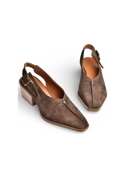 Fox Shoes Y654307302 Kahverengi Hakiki Deri Süet Kalın Topuklu Western Ayakkabı Kahverengi