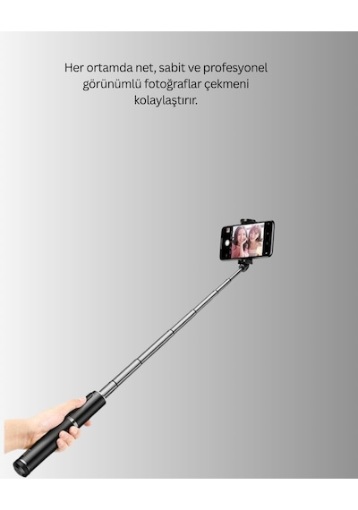 Bluetooth Lu Işıklı Selfie Çubuğu - Katlanabilir 130 Cm