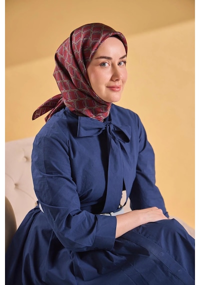 Silk Home Twill İpek Eşarp - 11521-06 Bordo Siyah