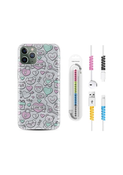 Apple Uyumlu iPhone 12 Pro Max Kılıf Kablo Koruyuculu I Love You 1882
