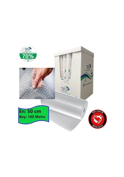 Balonlu Naylon Üç Katlı Eşya Koruma Ambalajı Pat Pat 50 CM x 100 M