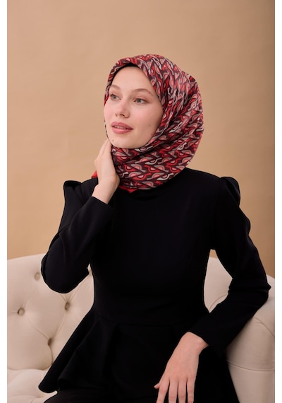 Silk Home Aura Eşarp 140006-05 Kırmızı, Acı Kahve, Vizon, Bordo