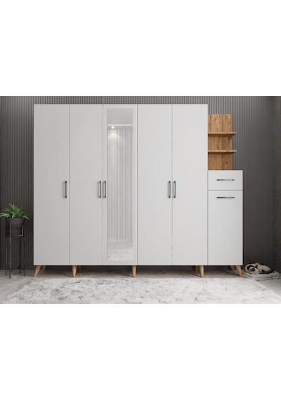 Açelya Portmanto Vestiyer Çam Beyaz  M7 240 cm