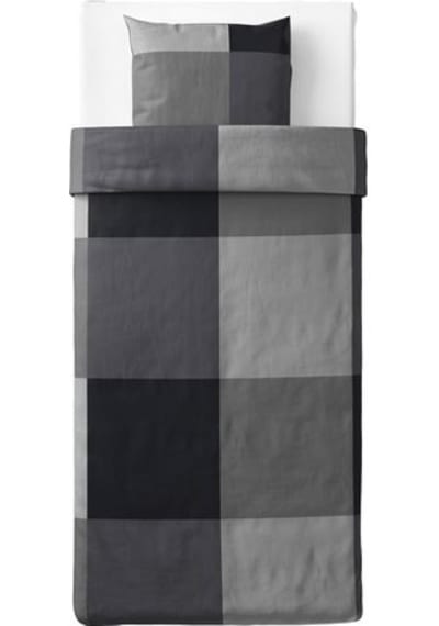 Tek Kişilik Nevresim Takımı, Siyah 150x200 Cm %100 Pamuk Siyah Kare Çizgi