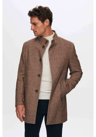 D's Damat Ds Damat Regular Fit Kahverengi Balıksırtı Kaban 1HF08ORT10003 Kahverengi