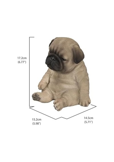 Hi Line Gift Ltd Oturan Uyuyan Pug Yavru Köpek Heykeli Heykelcik