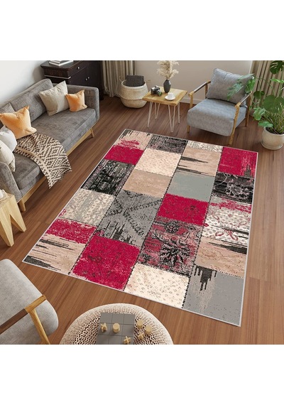 Rovigo Home Dijital Baskı Yıkanabilir Kaymaz Taban Salon Halısı Rvg0464 Kırmızı