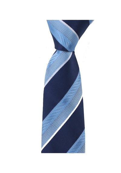 Esgue Dar Kesim Mavi - Lacivert Çizgili Slim 6 Cm. Hand Made Kravat