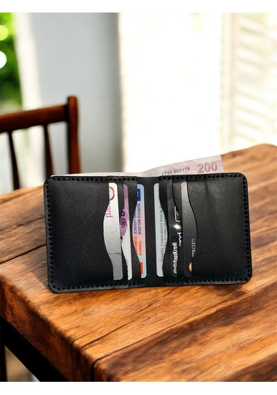Parla Leather Elegand Kişiye Özel Hakiki Gerçek Deri Minimal Erkek Cüzdan SİYAH