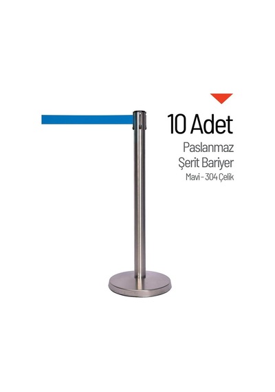 İleri Trafik  10'lu Paslanmaz Şerit Bariyer - 304 Çelik-3333 - Mavi Şerit
