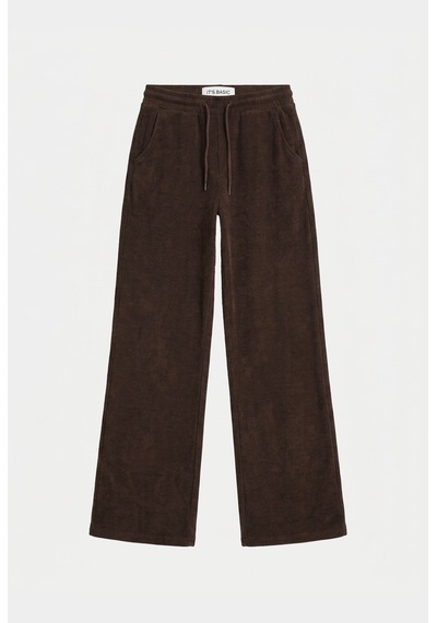 Kadın Acı Kahve W6-81 Flare Fit İnce Fitilli Esnek Velvet Kadife Kumaş Pantolon Acı Kahverengi