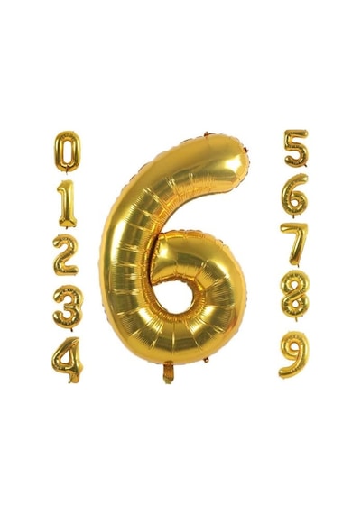 Rakam Folyo Balon 34 İnç 76-82 Cm Gold, 6 Genel