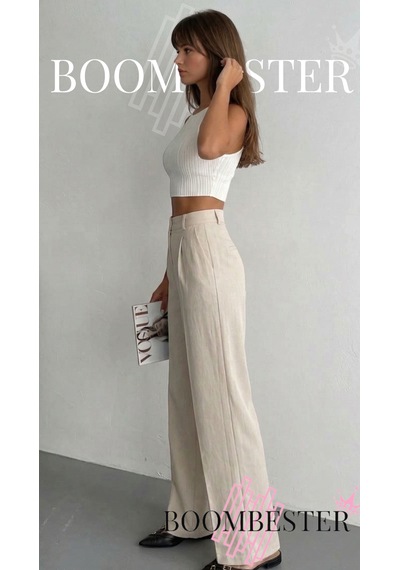 Boombester Premium Tnsel Palazzo Pantolon Yüksek Bel Bol Paça Kadın Pantolon Dökümlü Rahat Bej Boombester Premium Tnsel Palazzo Pantolon Yüksek Bel Bol Paça Kadın Pantolon Dökümlü Rahat Bej