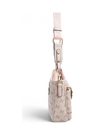 Silver & Polo Silver Polo Pembe - Pudra Monogram Kadın Çapraz Çanta Sp1160