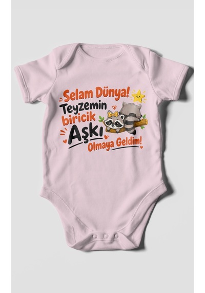 Morivokids Teyzeye Özel Kısa Kollu Bebek Body %100 Pamuk Zbn189-kk Bebe Pembe