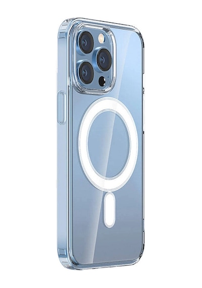 Apple iPhone Uyumlu 15 Pro Max Kılıf M-safe Şarj Özellikli Şeffaf Sert Pc Zore Embos Kapak Renksiz
