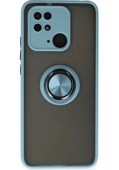 Xiaomi Redmi 10c Kılıf Montreal Yüzüklü Silikon Kapak - Buz Mavi -