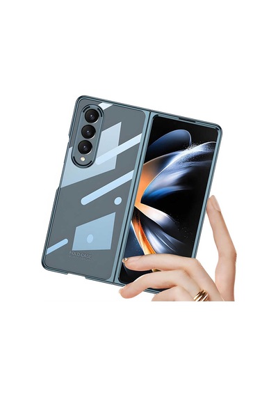 Samsung Uyumlu Galaxy Z Fold 4 Kılıf Zore Full Camlı Kıpta Kapak Gümüş Yeşili