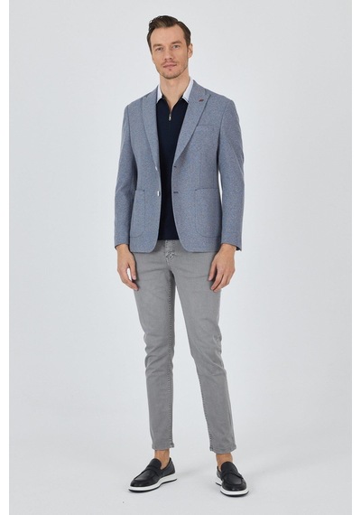 İmza Düz Örme Pamuklu 6 Drop Slim Fit Ceket 1002250114 Indıgo