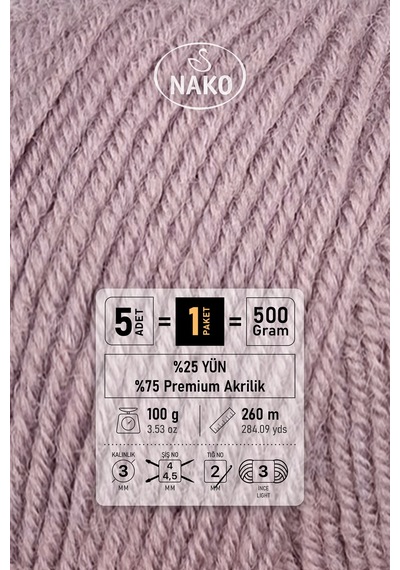 Süper İnci - 10155 Üzüm Suyu - 5'li Paket - 100gr/260m - El Örgü İpi - Atkı Yelek Kazak İpi