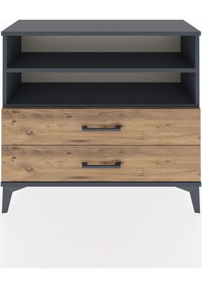 Arges Şifonyer 2 Raflı 2 Çekmeceli 88x30x80 Antrasit-çam Antrasit