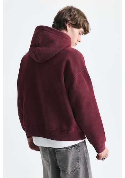 Vamos Boxy Fit Yama Detaylı Sweatshirt Bordo