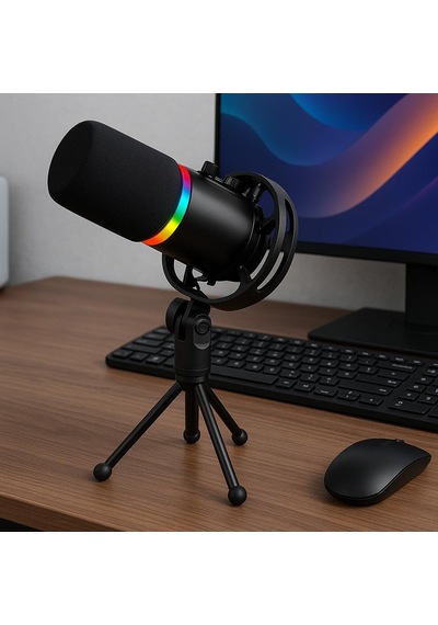 Rgb Profesyonel Stüdyo Mikrofon Kayıt Usb/xlr Çift Modlu Podcast Dinamik Mikrofon Masaüstü Canlı Yayın Mikrofonu