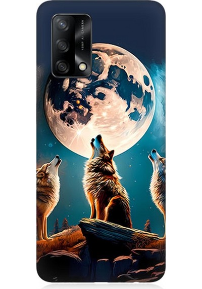 Oppo A74 Uyumlu Silikon Kılıf 3 Kurt Ve Dolunay