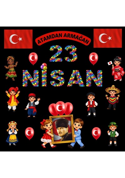 23 Nisan Ulusal Egemenlik Ve Çocuk Bayramı Pano Süsü Okul Ve Sınıf Panosu Figür Seti 7