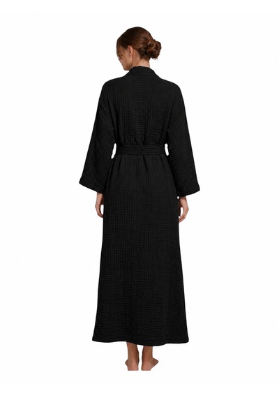 Estewomanfashion Müslin %100 Pamuk Kimono & Kaftan Siyah
