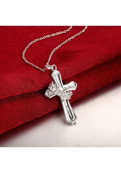 Yeni Moda Aksesuarları 925 Sterlıng Gümüş Takı Sterling Silver Crown Çapraz Kolye Kadınlar İçin Hediye Çok Renkli
