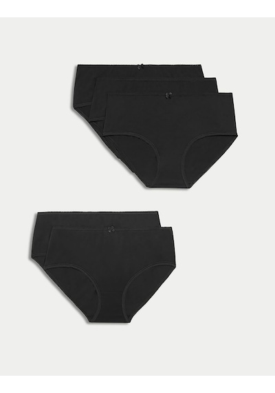 Marks & Spencer 5'li Cotton Lycra Short Külot Seti T61004933p Siyah