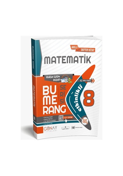 Günay Yayıncılık 8. Sınıf Bumerang Matematik Etkinlikli Akıllı Kitap Güncel Müfredat