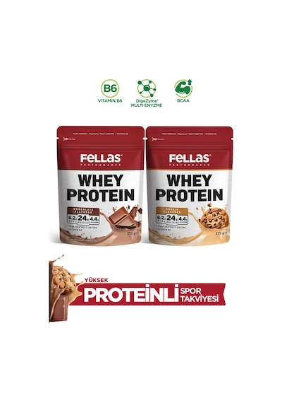 Fellas Whey Protein Tozu 2'li - Çikolata Aromalı 175 G + Kurabiye Aromalı 175 G Çikolata - Kurabiye