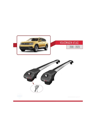 Volkswagen Atlas 2018-2023 İle Uyumlu Ace-1 Ara Atkı Tavan Barı Gri