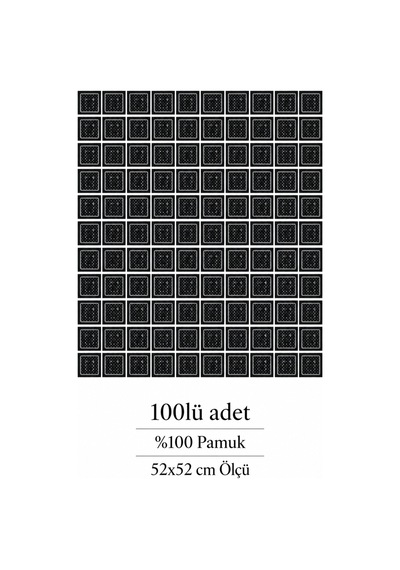 Herşeynota 100'lü Siyah Yıldız Desenli Fular 52x52 Cm %100 Pamuk Kare Bandana Çoklu Paket Çok Renkli