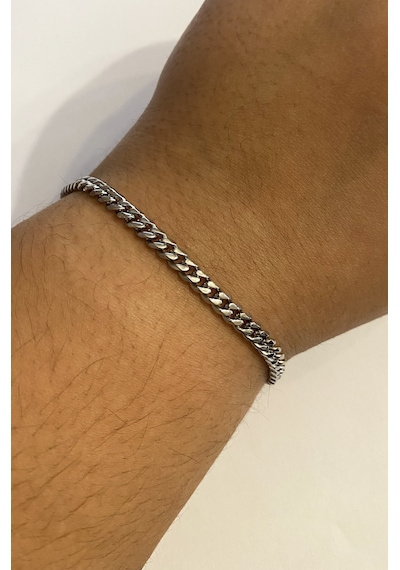Erkek 3 Mm İnce Çelik Bileklik Gümüş
