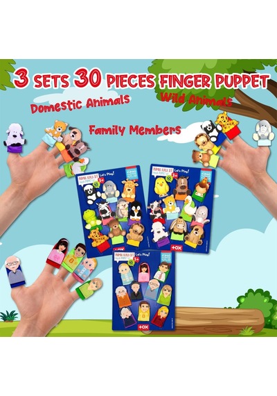 3 Set - 30 Parça Tox Evcil . Vahşi Hayvanlar Ve Aile Parmak Kukla