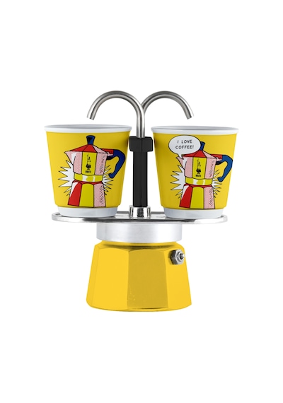 Bialetti Mini Express Mokapot Lictenstein + 2 Espresso Fincanı