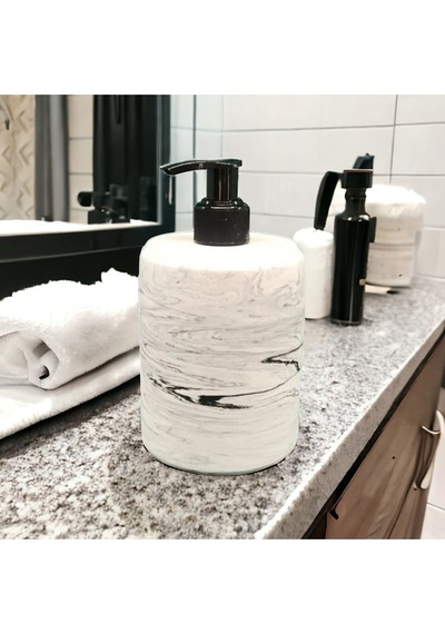 Mermer Desen El Yapımı Beton Sıvı Sabunluk, Gri