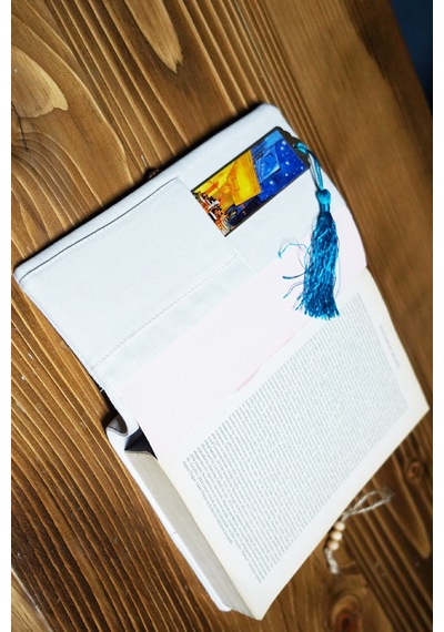 Kitap Kılıfı Ve Metal Kitap Ayracı Seti Van Gogh Cafe Terasta Gece