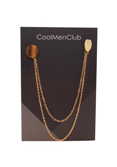 Coolmenclub Kaplangözü Doğal Taş Ceket Yaka İğnesi Gold