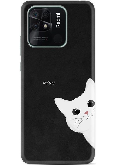 Xiaomi Redmi 10C Kılıf Resimli Desenli Silikon Platinium Series Çılgın Kedi 1895
