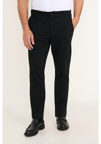 Ac&Co / Altınyıldız Classics Erkek Sıyah Pamuklu Tapered Fit Yan Cepli Diagonal Desenli Esnek Casual Pantolon Siyah