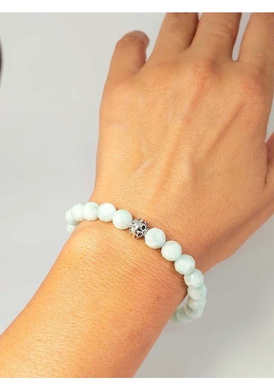 Larimar Taşı Faset Kesim 8mm Unisex Bileklik 42535-tek Çok Renkli Larimar Taşı Faset Kesim 8mm Unisex Bileklik 42535-tek Çok Renkli